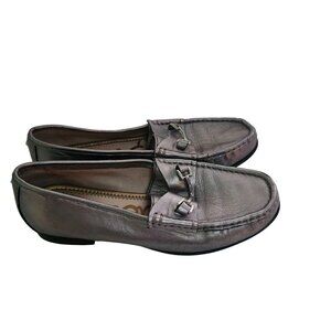Sam Edelman Talia Silver Metallic Leather Horse Bit Loafers Size 7M